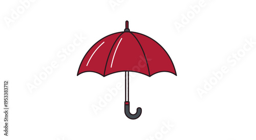 Red Umbrella With Black Handle.
