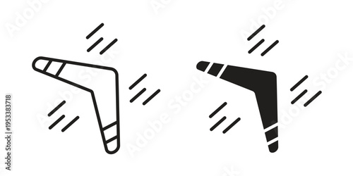 Boomerang icon symbols, Solid black and editable stroke icons