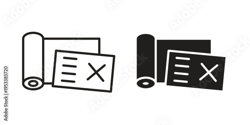 Bounced check icon symbols, Solid black and editable stroke icons