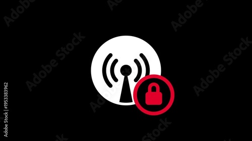 The antenna icon with a red padlock suggests that the wireless signal or network connection is secured or that the hotspot is currently private