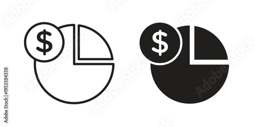 Budget planning icon symbols, Solid black and editable stroke icons