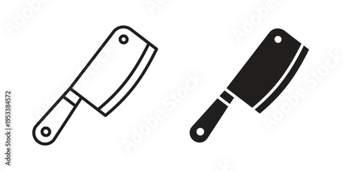 Butcher knife icon symbols, Solid black and editable stroke icons