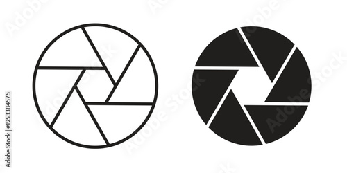 Camera shutter icon symbols, Solid black and editable stroke icons