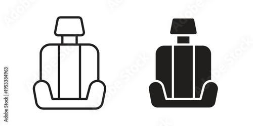 Car seat icon symbols, Solid black and editable stroke icons