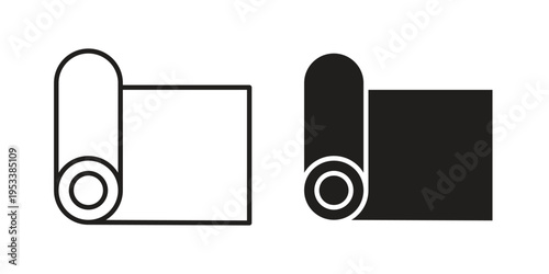 Carpet roll icon symbols, Solid black and editable stroke icons