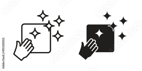 Clean icon symbols, Solid black and editable stroke icons