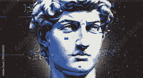 Close up of David marble bust.