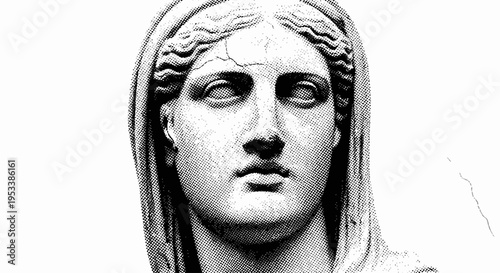 Ancient Greek Marble Female Bust Sculpture.