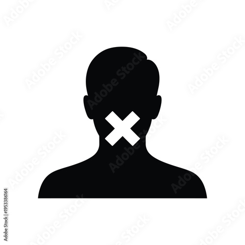 Silhouette of a person with a censorship bar covering the mouth