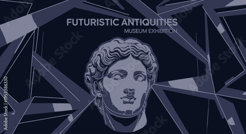 Futuristic Ancient Greek Male Bust Portrait.
