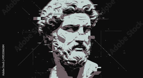Ancient Greek Male Marble Bust Portrait.
