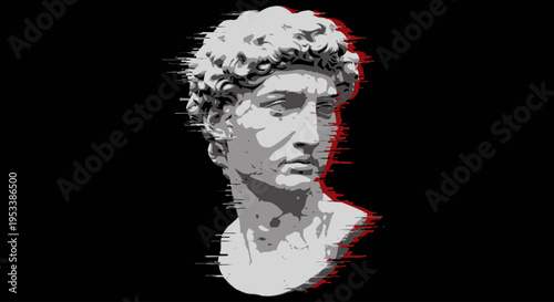 Ancient Greek Male Marble Bust Sculpture.