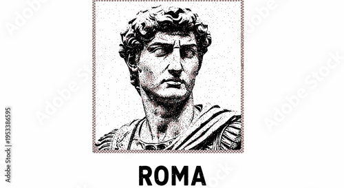 Ancient Roman Emperor Statue Portrait.
