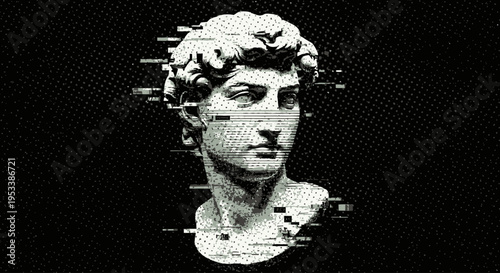 Ancient Greek Male Marble Bust Sculpture.