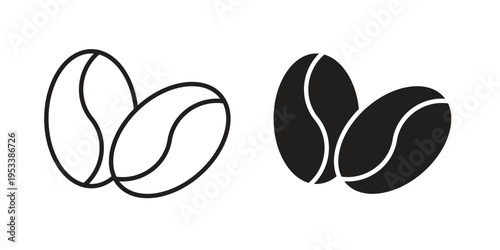 Coffee beans icon symbols, Solid black and editable stroke icons
