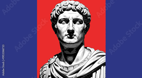 Ancient Roman Marble Male Bust Statue.