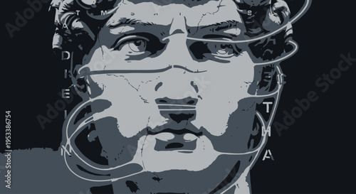 Close up of David sculpture face.