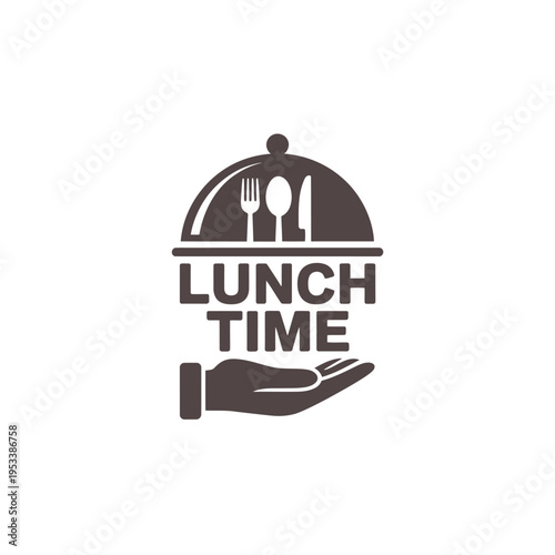 Lunch time presentation a hand offering a covered dish with cutlery