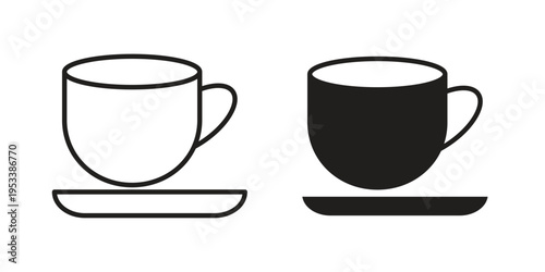Coffee mug icon symbols, Solid black and editable stroke icons