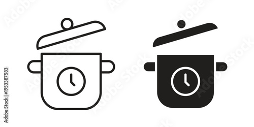 Cooking time icon symbols, Solid black and editable stroke icons
