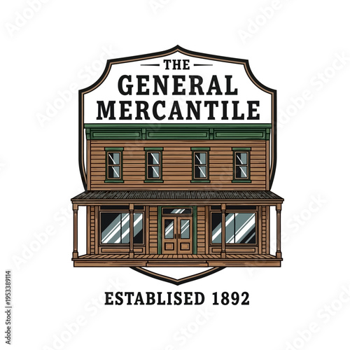 Cuadro en lienzo Mercantile General Store Established in 1892 Vintage Illustration
