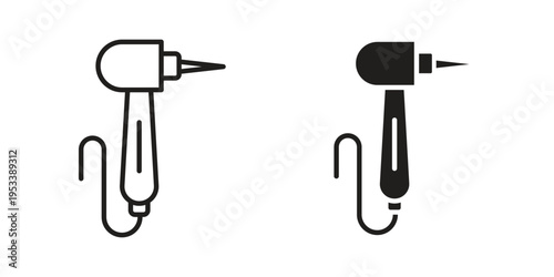 Dental drill icon symbols, Solid black and editable stroke icons