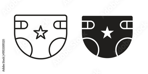 diaper icon symbols, Solid black and editable stroke icons