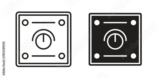 Dimmer icon symbols, Solid black and editable stroke icons