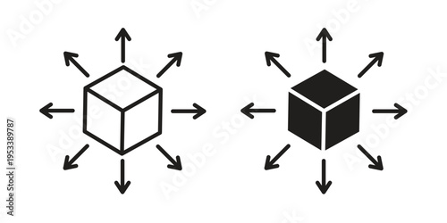 Distribution channel icon symbols, Solid black and editable stroke icons