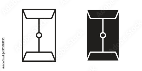 Document envelope icon symbols, Solid black and editable stroke icons