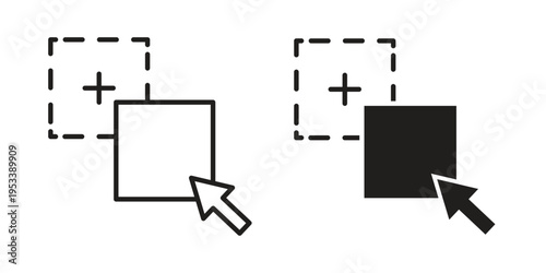 Drag and drop icon symbols, Solid black and editable stroke icons