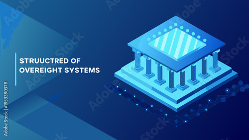 Isometric illustration of a neoclassical structure representing oversight systems