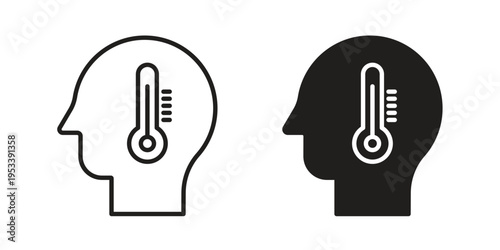 Fever icon symbols, Solid black and editable stroke icons