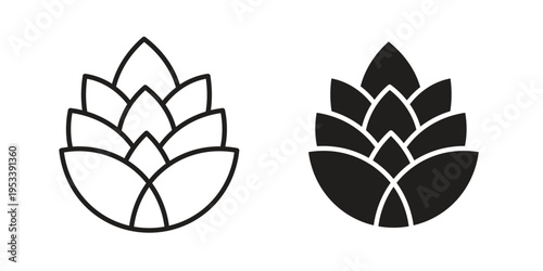 Fir cone icon symbols, Solid black and editable stroke icons