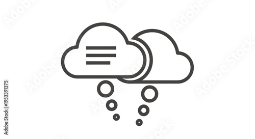 Minimal line drawing of clouds representing cloud computing concept and data ideas.