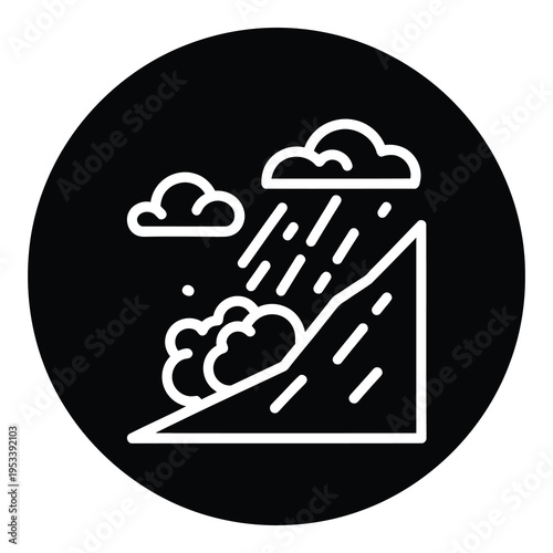 Weather icon with rain and clouds in a circle icon