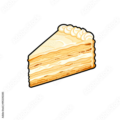 [Vector EPS]A delicious slice of layered cream cake with fluffy frosting