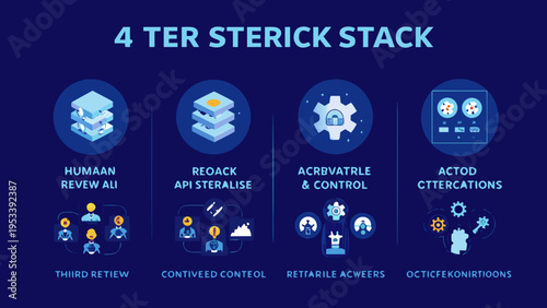 Four tersterick stack components illustrated with icons and descriptive labels
