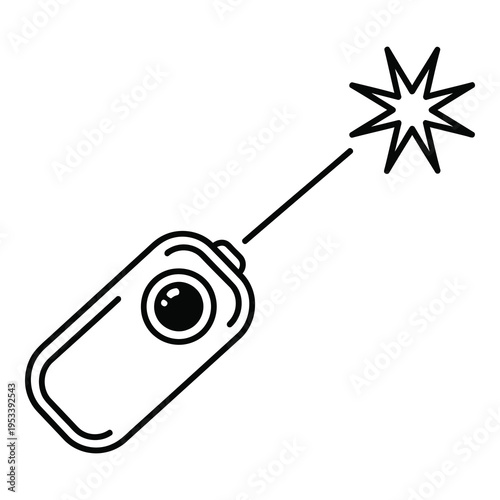 Black and white line drawing of firework sparkler on white background icon