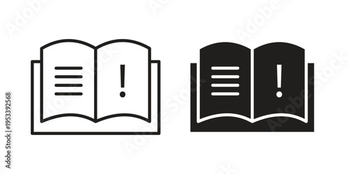 guide book icon symbols, Solid black and editable stroke icons