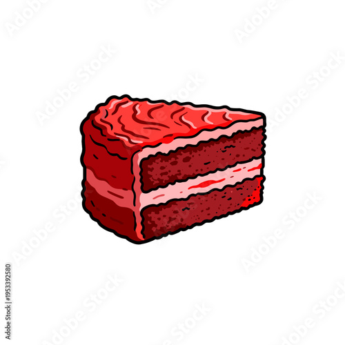 [Vector EPS]A delicious slice of red velvet cake with cream filling