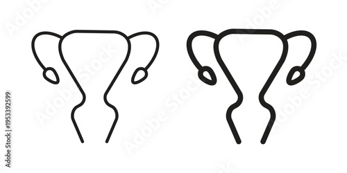 Gynecology icon symbols, Solid black and editable stroke icons