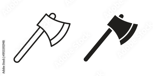 Hatchet icon symbols, Solid black and editable stroke icons
