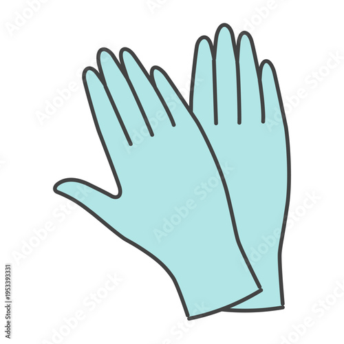 準備された医療用使い捨てグローブ 両手セット 水色