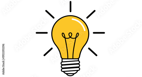 Illustration of a glowing light bulb representing a bright idea and creativity.