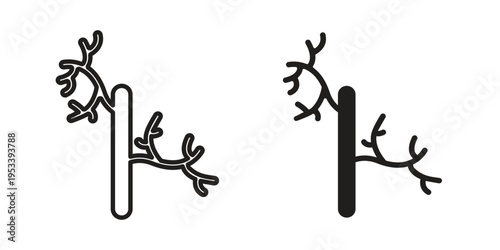 Human artery icon symbols, Solid black and editable stroke icons