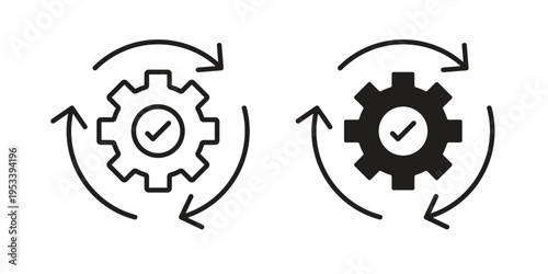 Implementation icon symbols, Solid black and editable stroke icons