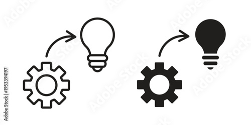 Implementation icon symbols, Solid black and editable stroke icons