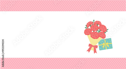 母の日バナーイラスト　カーネーションのイラスト　シンプルでかわいいイラスト 花束
