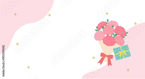 母の日バナーイラスト　カーネーションのイラスト　シンプル かわいい 